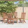 vidaXL Folding Chair Set of 4 Natural Teak Solid Teak Wood Standard