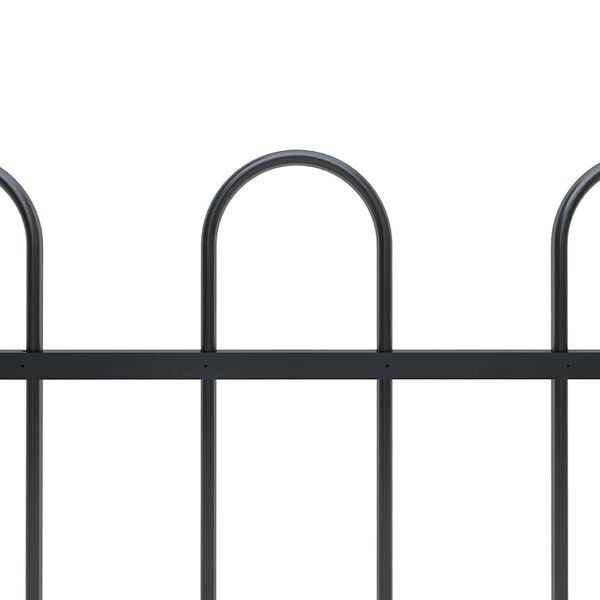 vidaXL Garden Fence with Hoop Top Steel 141.3"x31.5" Black
