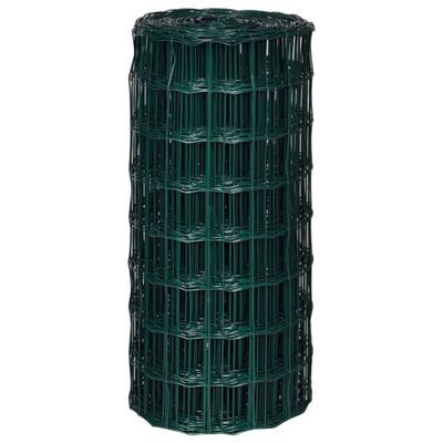 vidaXL Euro Fence Steel 32.8ftx2.6ft Green