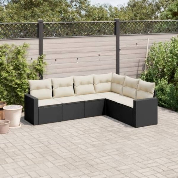 vidaXL Garden Sofa Set Black, Cream White