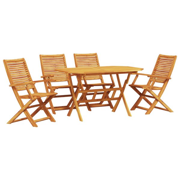 vidaXL Garden Dining Set Folding 5 pcs Brown solid acacia wood