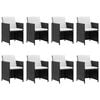 vidaXL 13 Piece Patio Dining Set with Cushions Poly Rattan Black