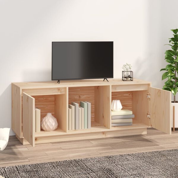 vidaXL TV Cabinet Natural Wood Solid Pine Wood Compact TV Cabinet
