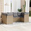 vidaXL Garden Sofa Set Beige PE Rattan Large Adjustable Feet