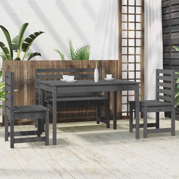 vidaXL Garden Dining Set Grey Solid Pine Wood 71.7 x 32.5 x 29.9 in