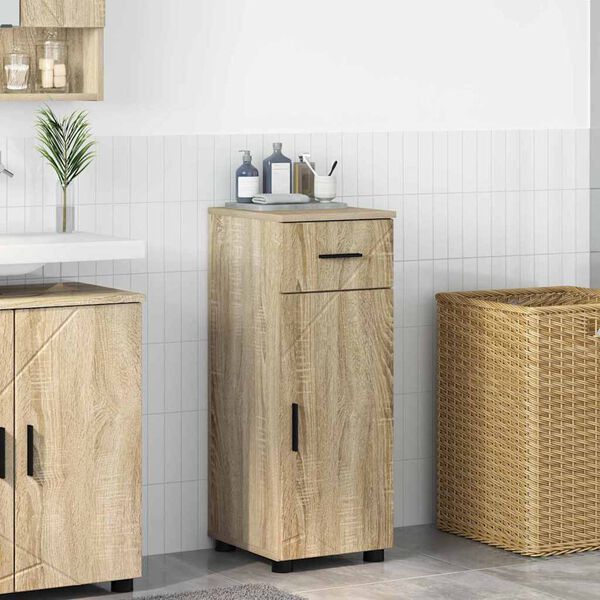 vidaXL Bathroom Cabinet with Door Sonoma Oak 11.81 x 13.78 x 31.50 in