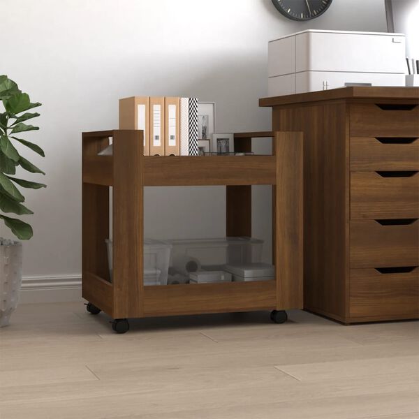 vidaXL Desk Trolley Brown Oak 23.6x17.7x23.6" Engineered Wood