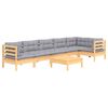vidaXL Garden Lounge Set Grey Solid pine wood, 100% polyester fabric