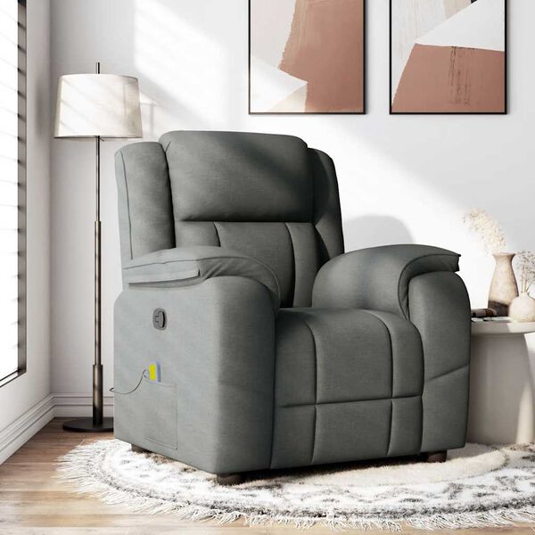 vidaXL Massage Recliner Chair Dark gray Polyester Single