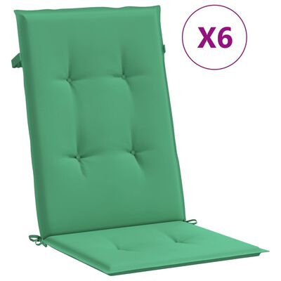 vidaXL Garden Highback Chair Cushions 6 pcs Green 47.2"x19.7"x1.2" Fabric