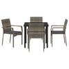 vidaXL Garden Dining Set with Cushion 5 pcs Grey Poly Rattan
