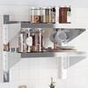 vidaXL Wall Shelf Silver Stainless Steel 2-Tier Wall Shelf Rectangular