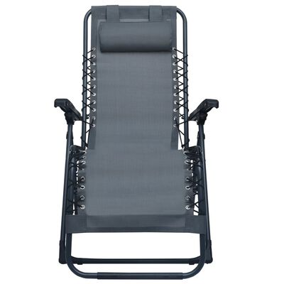 vidaXL Folding Deck Chair Gray Textilene