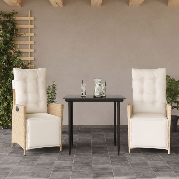 vidaXL Garden Dining Set Beige, Black, Cream White