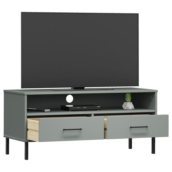 vidaXL TV Cabinet Grey Solid Pine Wood TV Cabinet Rectangular