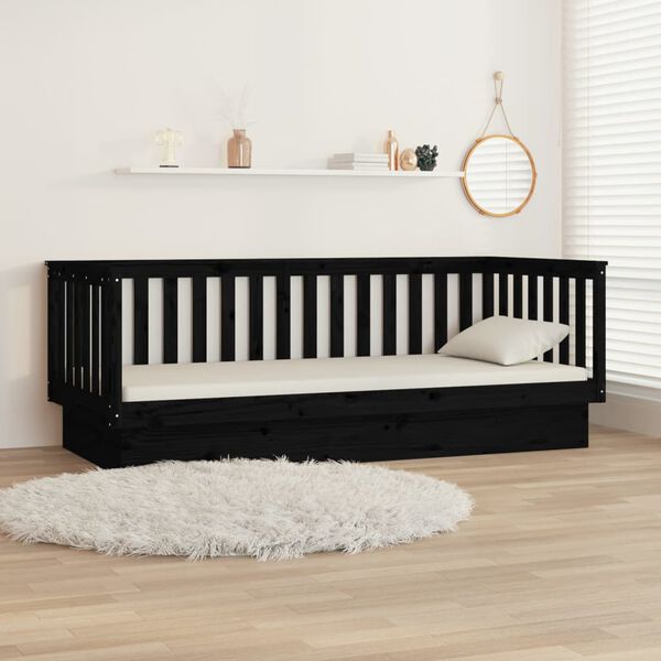 vidaXL Day Bed Black Solid pine wood 39.4 x 78.7 in