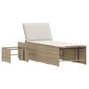 vidaXL Sun Lounger Beige, Cream white PE rattan Standard