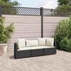 vidaXL Patio Sofa Set Set of 3 Black PE Rattan 3 Piece Set