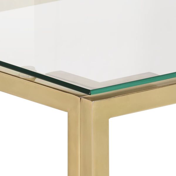 vidaXL Console Table Gold Stainless Steel, Tempered Glass