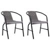 vidaXL Garden Chair Set of 2 Black Plastic Rattan, Steel Standard