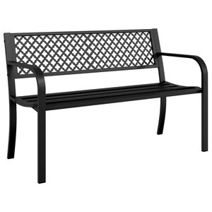 vidaXL Garden Bench Black Steel 47 inches Width Durable Garden Bench