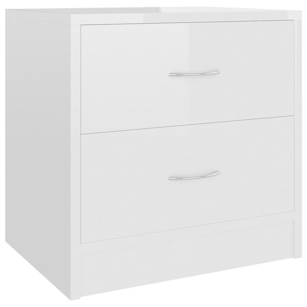 vidaXL Bedside Cabinet Set of 2 High gloss white Engineered wood Medium