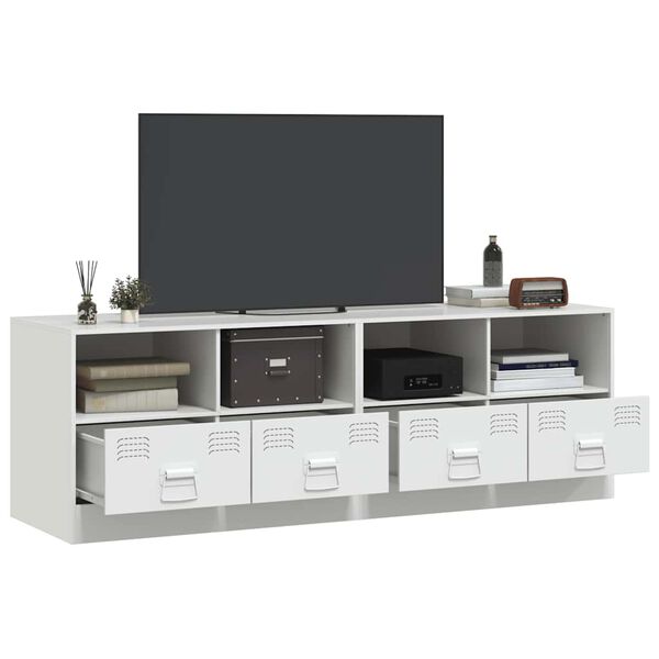 vidaXL TV Cabinet Set of 2 White Cold-rolled steel Medium TV Cabinet