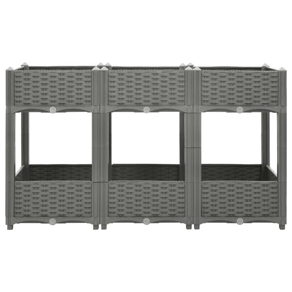 vidaXL Raised Bed Light Grey Polypropylene 47.2x15.7x28.0 in Durable
