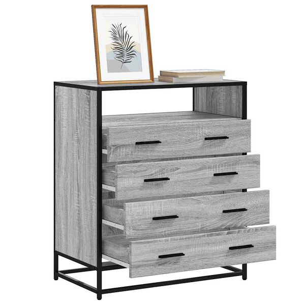 vidaXL Drawer Cabinet Gray Sonoma Engineered wood, metal Medium