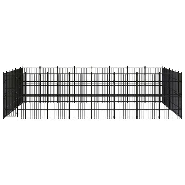 vidaXL Dog Kennel Black Powder-coated steel 555.7 sq ft Durable