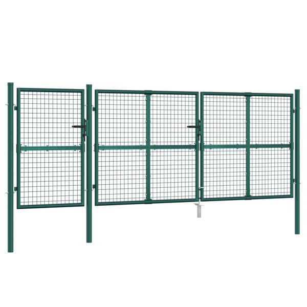 vidaXL Mesh Garden Gate Green 157.5x49.2" Galvanised Steel