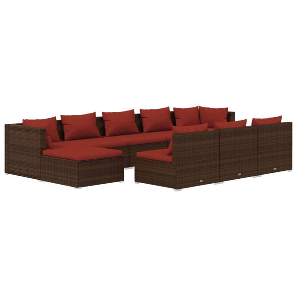 vidaXL Garden Lounge Set Brown PE Rattan Large Modular