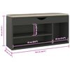 vidaXL Shoe Bench Grey Engineered Wood, MDF, Polyester, Cotton, Foam
