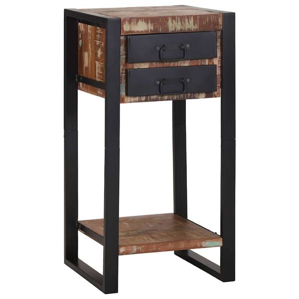 vidaXL End Table with Drawer with Shelf Multicolour Solid Reclaim Wood