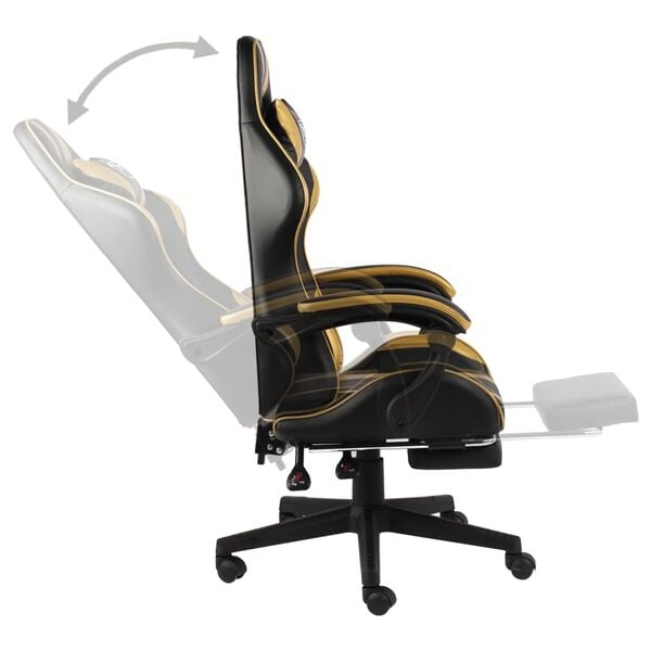 vidaXL Chair Black and Gold Faux Leather, Plywood, Steel Medium