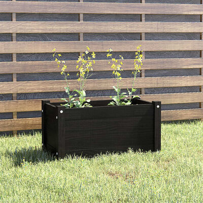vidaXL Garden Planter Black 23.6"x12.2"x12.2" Solid Wood Pine