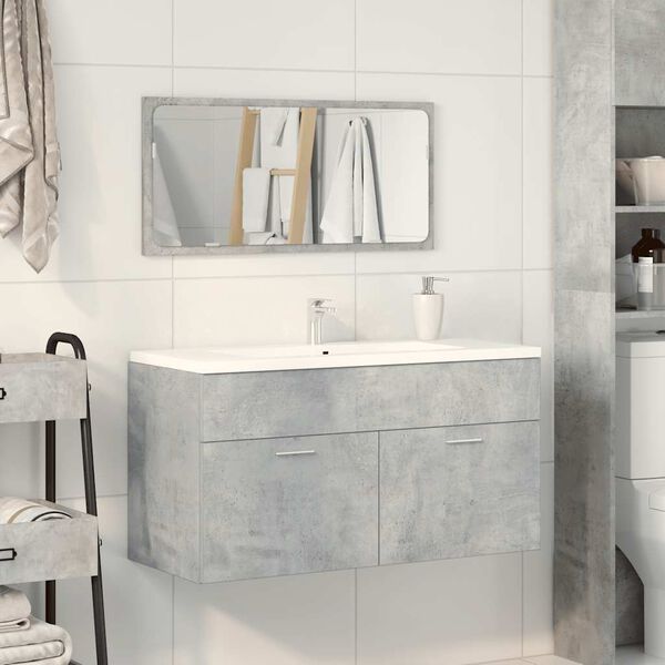 vidaXL Bathroom Cabinet With Mirror Concrete grey Engineered wood Medium
