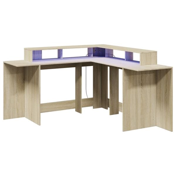 vidaXL Desk Sonoma oak Engineered wood Large Corner Desk Modern