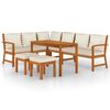 vidaXL Garden Dining Set Cream White, Natural Wood