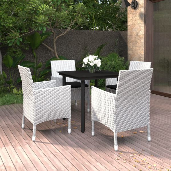 vidaXL Garden Dining Set White PE rattan Medium Durable