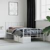 vidaXL Bed Frame White Powder-Coated Steel Twin Bed Frame Rectangular