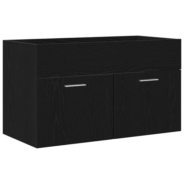 vidaXL Sink Cabinet Black Oak 15.16 x 39.37 x 18.11 in Engineered Wood