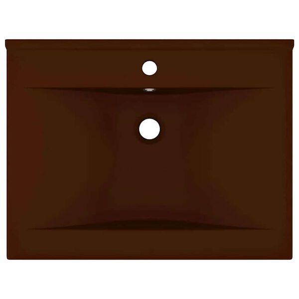 vidaXL Luxury Basin with Faucet Hole Matt Dark Brown 23.6x18.1" Ceramic
