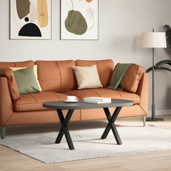 vidaXL Coffee Table Leg Set of 2 Black Powder-coated steel Medium