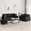 vidaXL Sofa Set Black Faux leather, Metal, Textilene, Plywood Large