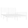 vidaXL Bed Frame White Powder-Coated Steel King Sturdy Bed Frame