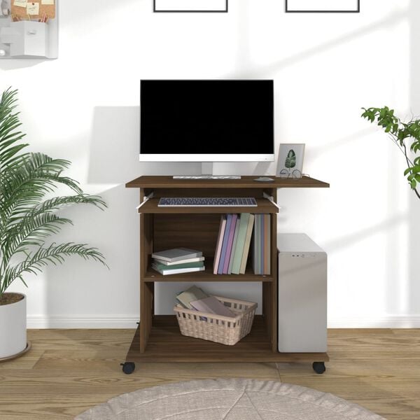 vidaXL Computer Desk Brown Oak Engineered wood Compact Computer Desk