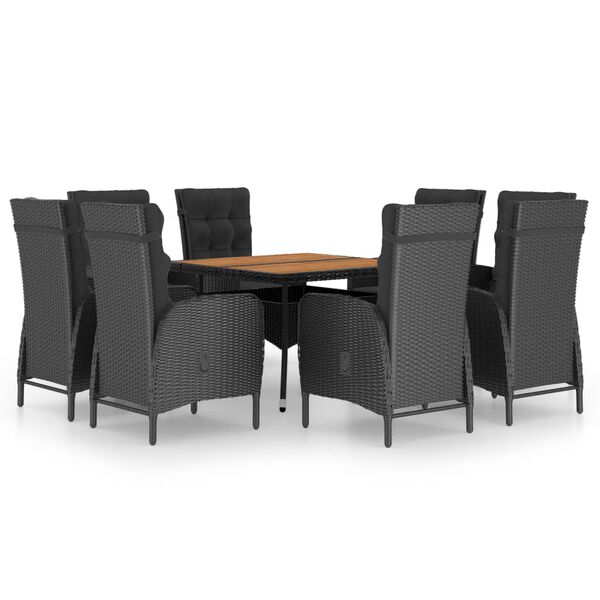 vidaXL Garden Dining Set Black