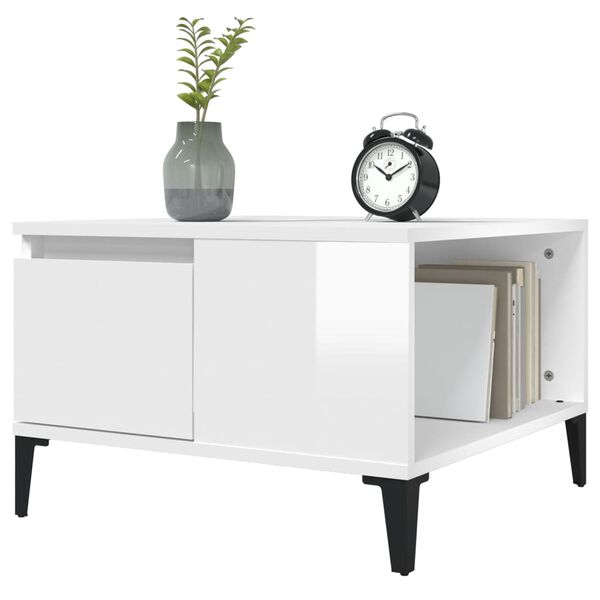 vidaXL Coffee Table High Gloss White Engineered Wood Compact Square