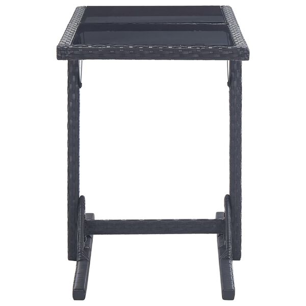 vidaXL Outdoor Table Black Poly rattan, powder-coated steel, glass